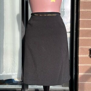 VINTAGE black mini skirt with gold hardware
